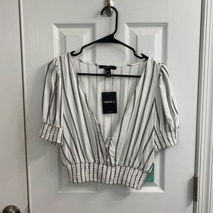 Pinstriped Blouse Crop Top